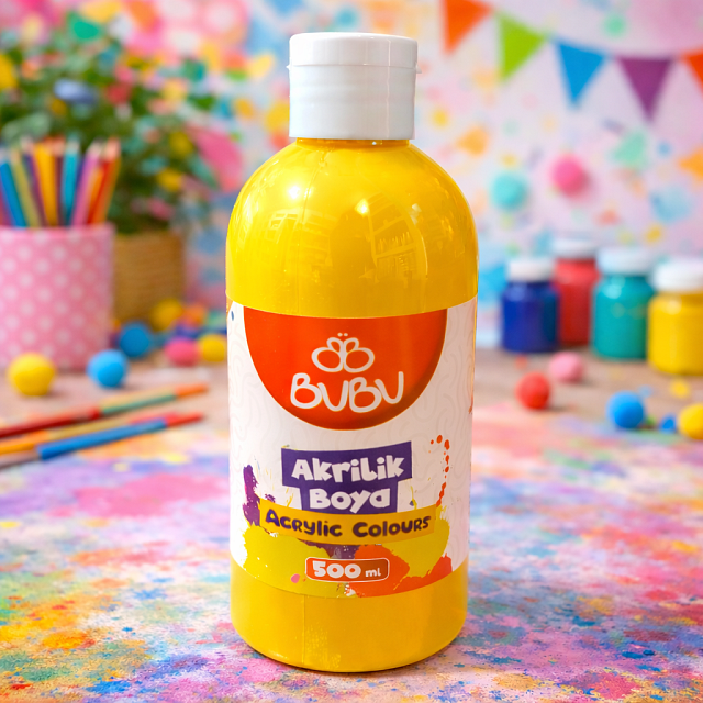 BUBU AKRİLİK BOYA 500 ML SARI BUBU AKRİLİK BOYA 500 ML SARI