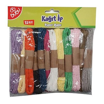 Renkli Kağıt İp 12li Renkli Kağıt İp 12li